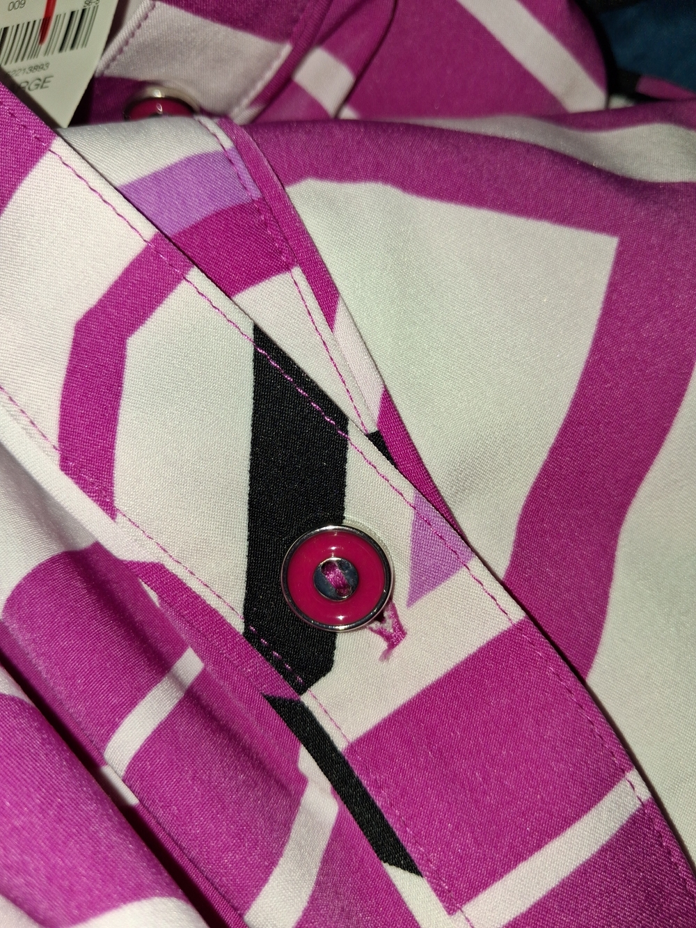 NWT New York & Company Geometric Midi Shirt Dress in Fuchsia and White - Picture 4 of 4